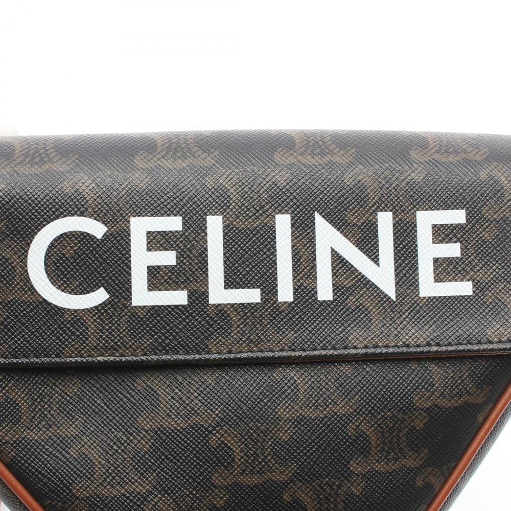 Celine Triomphe Triangle Canvas Shoulder Bag Blac… - image 4